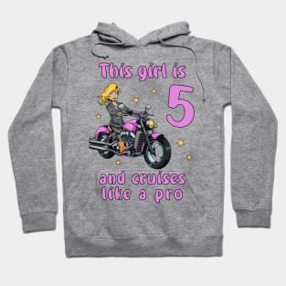 Girl five years old - 5th birthday motorcycle Hoodie